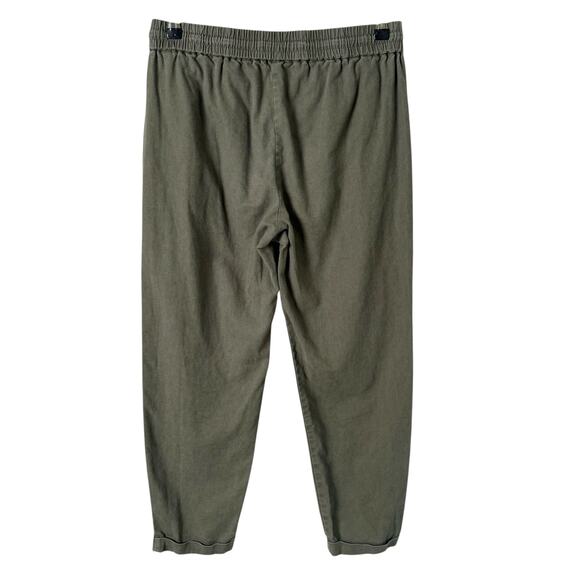 J.Crew Linen Cotton Blend Jogger Pants Drawstring Waist in Olive Green,‎ Size 4 - Picture 8 of 9